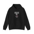 Front view of the Good Luck Impressing Me black Thread Snark statement hoodie