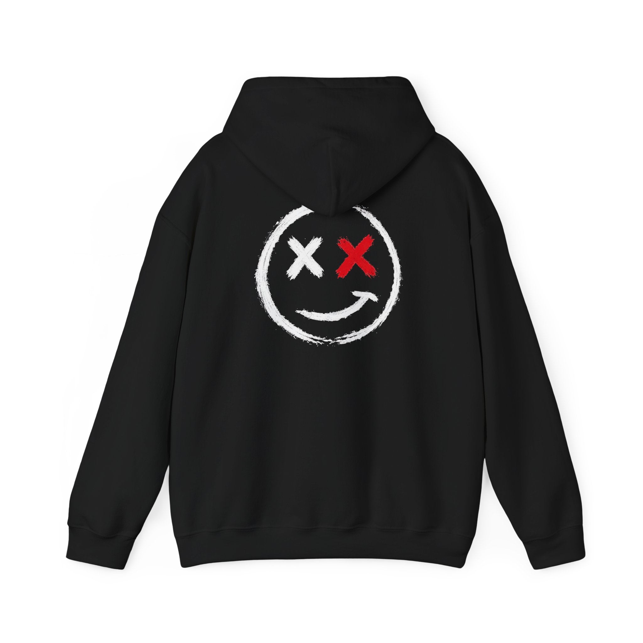 Back view of the Brunch Not Bonding black hoodie with oversized Thread Snark X-eye graphic