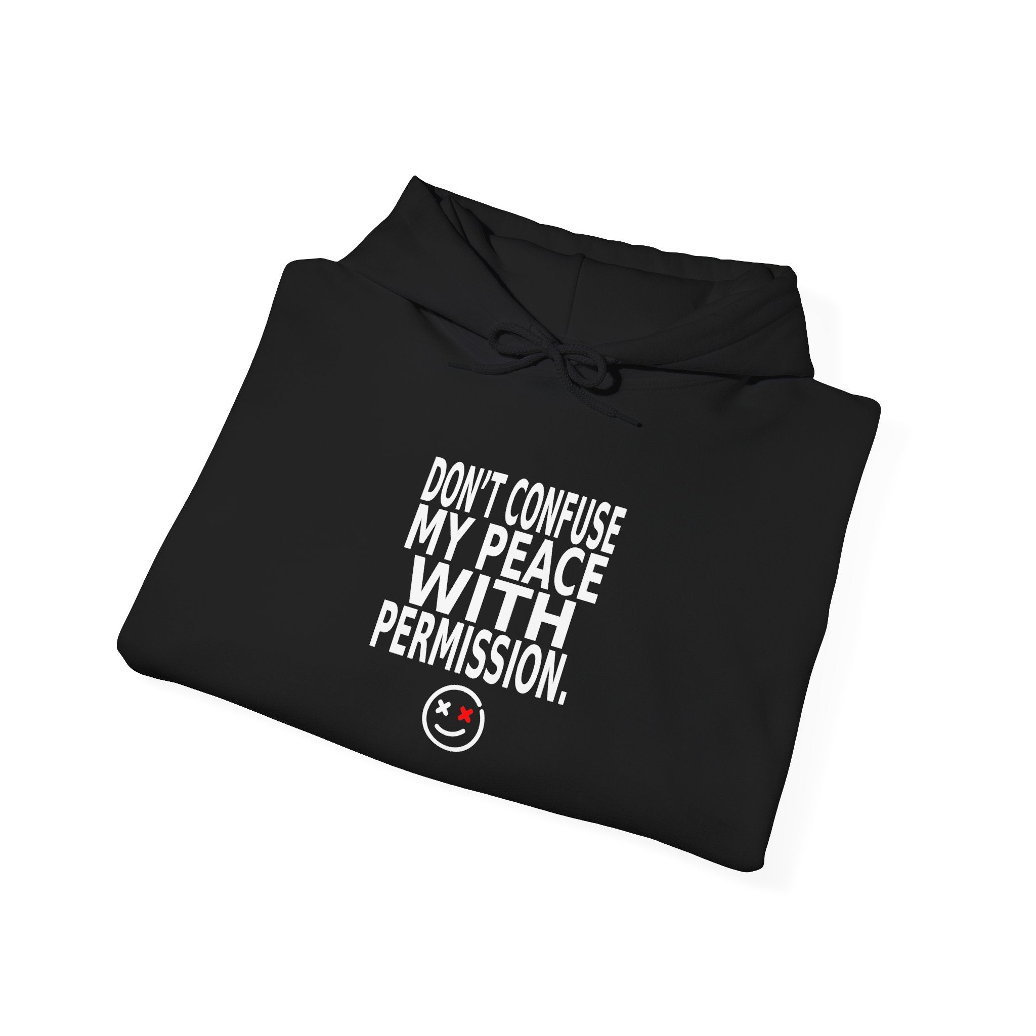 Peace Not Permission Hoodie — Bold Graphic Smiley Face Sweatshirt